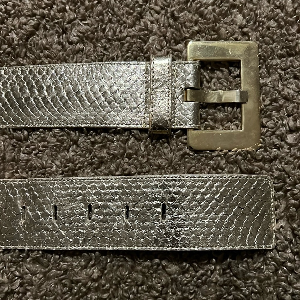 Large Vintage Gold Genuine Snakeskin Belt